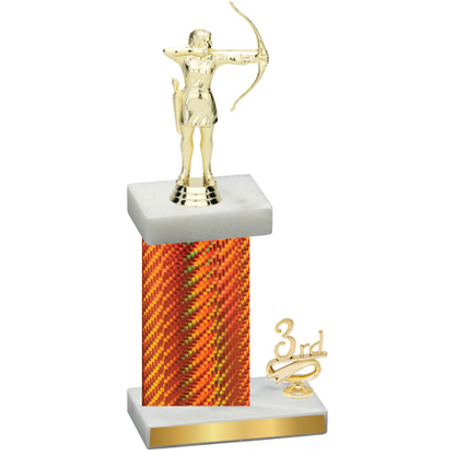 Accented Single Orange Carbon Fiber Third Place Archery Trophy