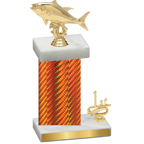 Accented Single Orange Carbon Fiber First Place Fishing Trophy