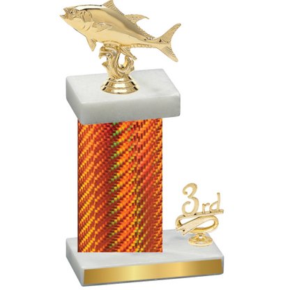 Accented Single Orange Carbon Fiber Third Place Fishing Trophy