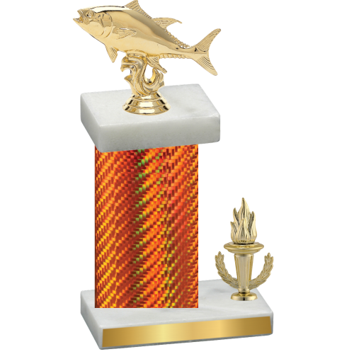 Accented Single Orange Carbon Fiber Victory Fishing Trophy