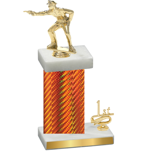 Accented Single Orange Carbon Fiber First Place Shooter Trophy