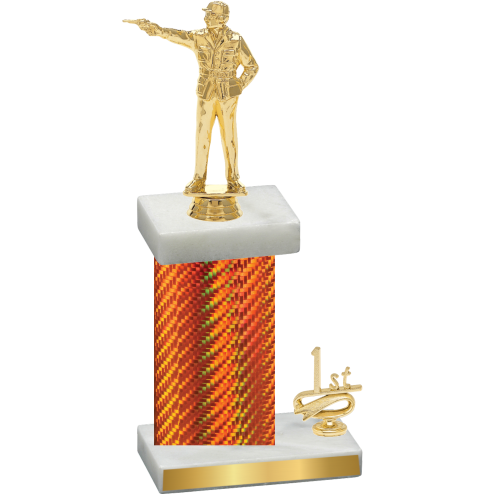 Accented Single Orange Carbon Fiber First Place Shooter Trophy