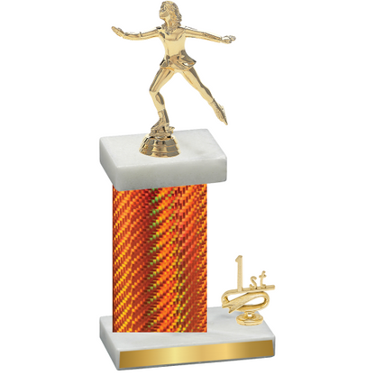 Accented Single Orange Carbon Fiber First Place Skater Trophy