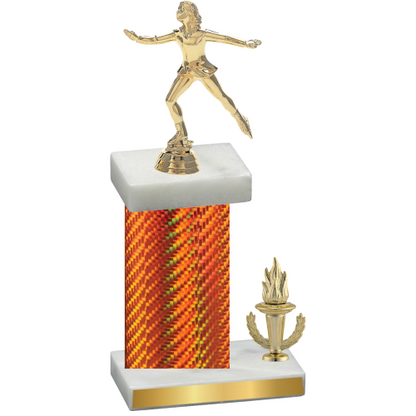 Accented Single Orange Carbon Fiber Victory Skater Trophy