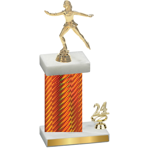 Accented Single Orange Carbon Fiber Year Skater Trophy