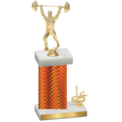 Accented Single Orange Carbon Fiber First Place Weights Trophy