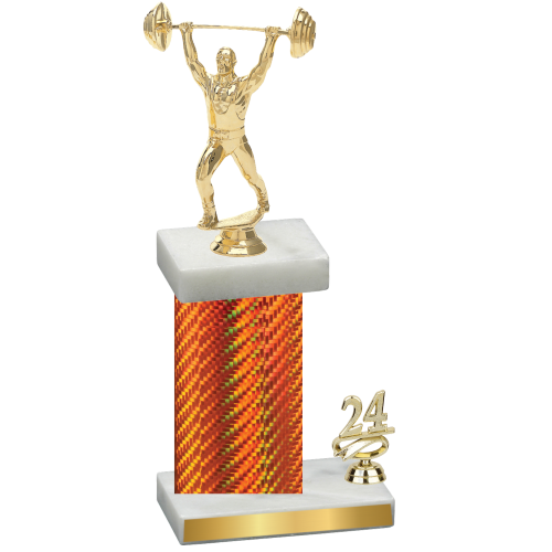 Accented Single Orange Carbon Fiber Year Weights Trophy