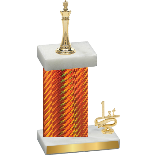 Accented Single Orange Carbon Fiber First Place Chess Trophy