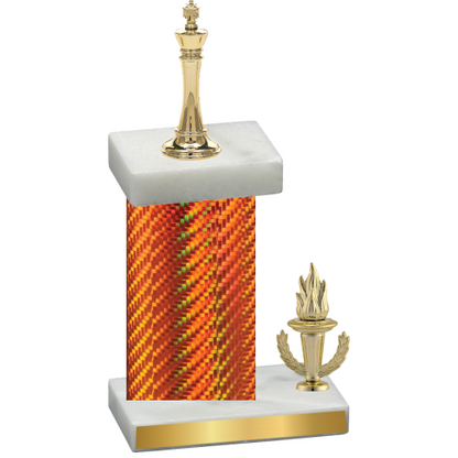 Accented Single Orange Carbon Fiber Victory Chess Trophy