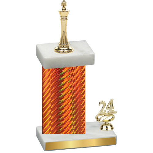 Accented Single Orange Carbon Fiber Year Chess Trophy