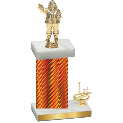 Accented Single Orange Carbon Fiber First Place Holiday Trophy