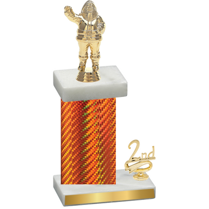 Accented Single Orange Carbon Fiber Second Place Holiday Trophy