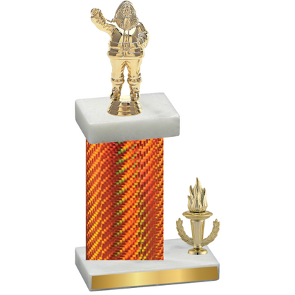 Accented Single Orange Carbon Fiber Victory Holiday Trophy