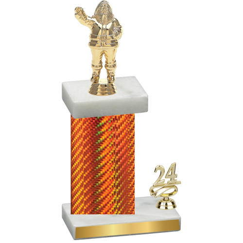 Accented Single Orange Carbon Fiber Year Holiday Trophy