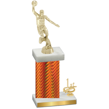 Accented Single Orange Carbon Fiber First Place Basketball Trophy