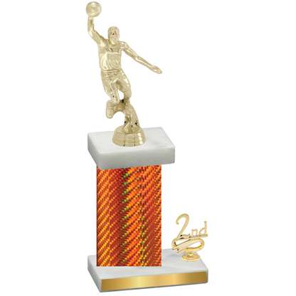 Accented Single Orange Carbon Fiber Second Place Basketball Trophy