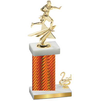 Accented Single Orange Carbon Fiber Second Place Flag Football Trophy