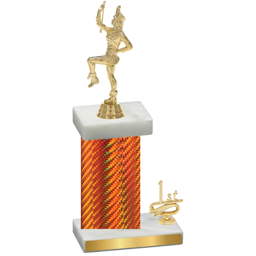 Accented Single Orange Carbon Fiber First Place Majorette Trophy