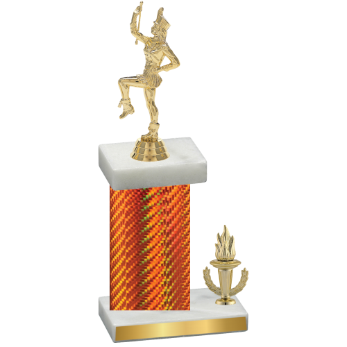 Accented Single Orange Carbon Fiber Victory Majorette Trophy