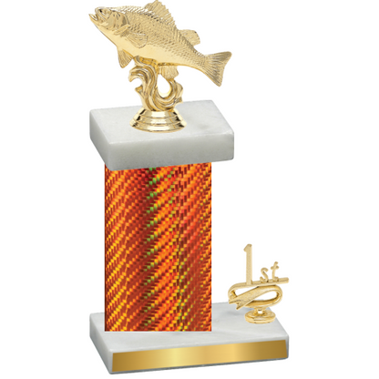 Accented Single Orange Carbon Fiber First Place Fishing Trophy