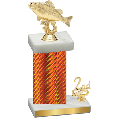 Accented Single Orange Carbon Fiber Second Place Fishing Trophy