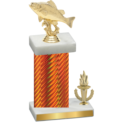 Accented Single Orange Carbon Fiber Victory Fishing Trophy