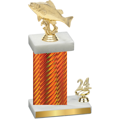 Accented Single Orange Carbon Fiber Year Fishing Trophy