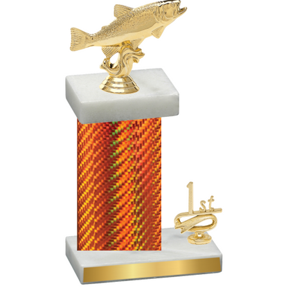 Accented Single Orange Carbon Fiber First Place Fishing Trophy