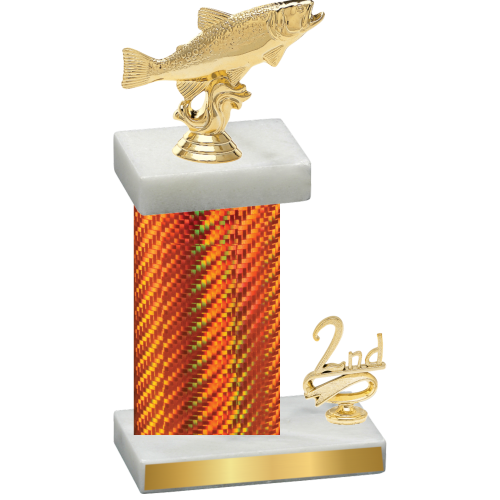 Accented Single Orange Carbon Fiber Second Place Fishing Trophy