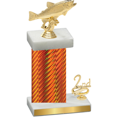 Accented Single Orange Carbon Fiber Second Place Fishing Trophy