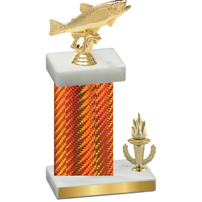 Accented Single Orange Carbon Fiber Victory Fishing Trophy