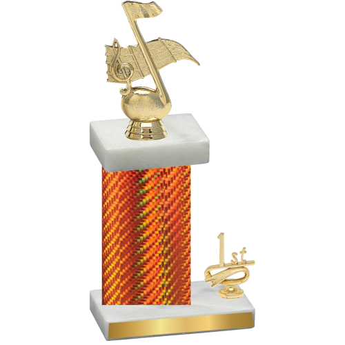 Accented Single Orange Carbon Fiber First Place Music Trophy