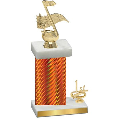 Accented Single Orange Carbon Fiber First Place Music Trophy