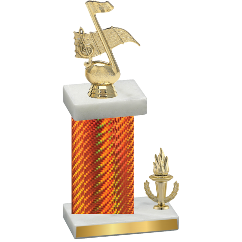 Accented Single Orange Carbon Fiber Victory Music Trophy