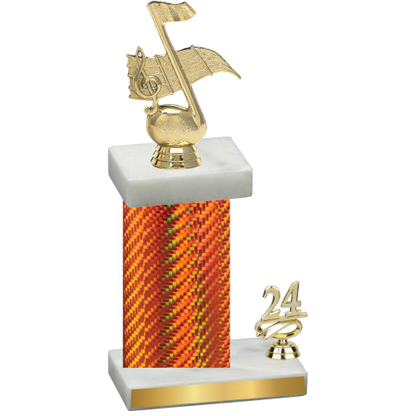 Accented Single Orange Carbon Fiber Year Music Trophy