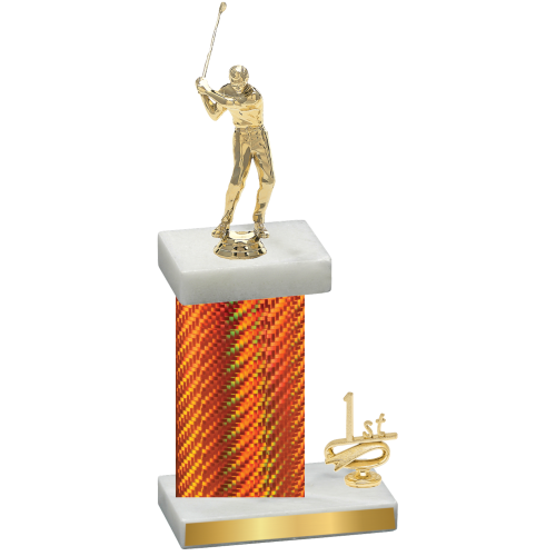 Accented Single Orange Carbon Fiber First Place Golf Trophy