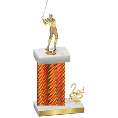 Accented Single Orange Carbon Fiber Second Place Golf Trophy