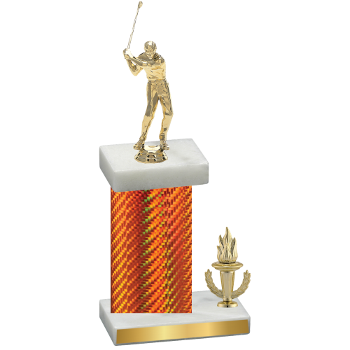 Accented Single Orange Carbon Fiber Victory Golf Trophy