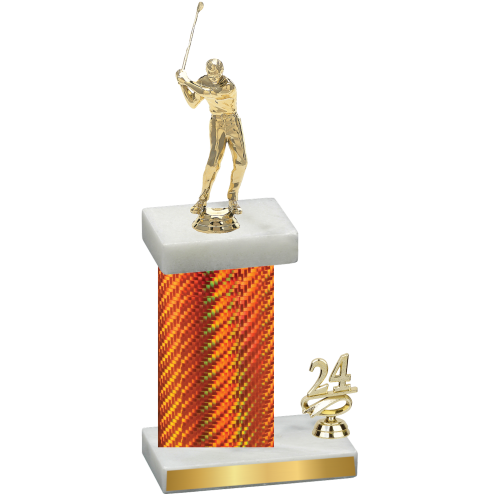 Accented Single Orange Carbon Fiber Year Golf Trophy