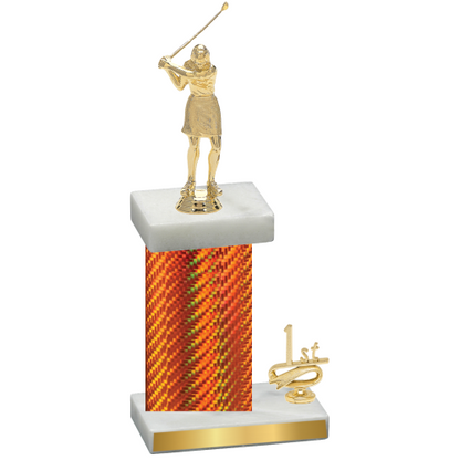 Accented Single Orange Carbon Fiber First Place Golf Trophy