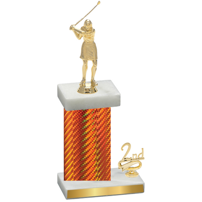 Accented Single Orange Carbon Fiber Second Place Golf Trophy