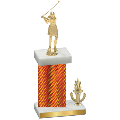 Accented Single Orange Carbon Fiber Victory Golf Trophy