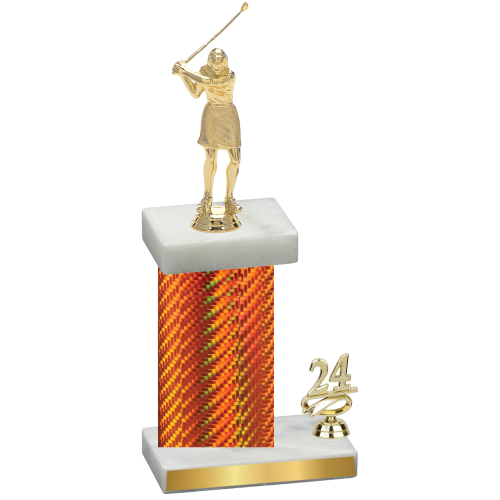 Accented Single Orange Carbon Fiber Year Golf Trophy