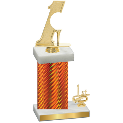 Accented Single Orange Carbon Fiber First Place Golf Trophy