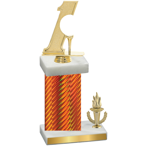 Accented Single Orange Carbon Fiber Victory Golf Trophy