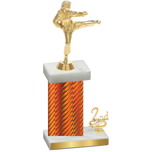 Accented Single Orange Carbon Fiber Second Place Karate Trophy