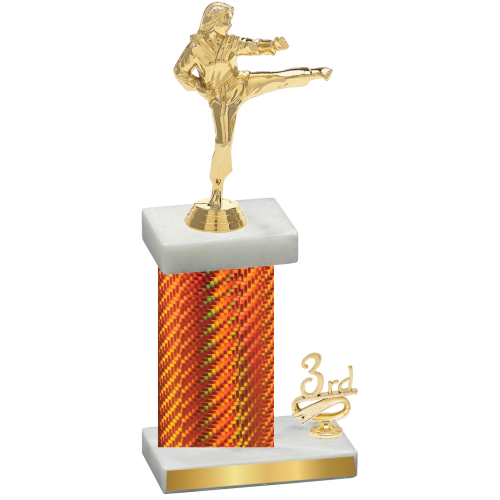 Accented Single Orange Carbon Fiber Third Place Karate Trophy