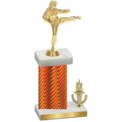 Accented Single Orange Carbon Fiber Victory Karate Trophy