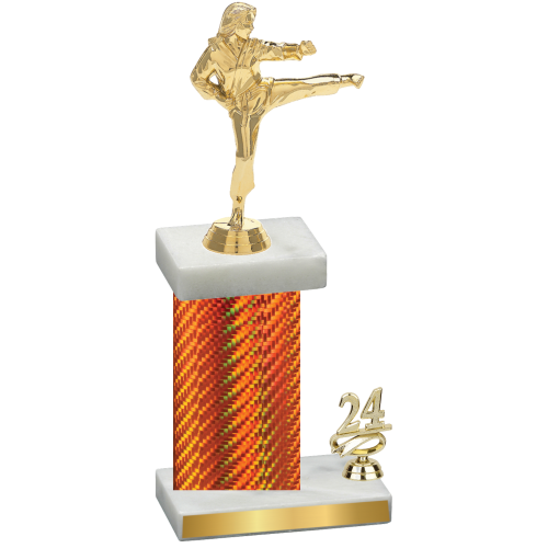 Accented Single Orange Carbon Fiber Year Karate Trophy