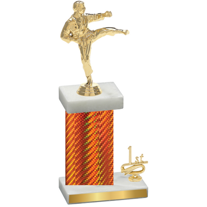 Accented Single Orange Carbon Fiber First Place Karate Trophy